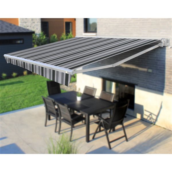 Multiple Awnings Brasilia Europa 14-ft White Wall Mounted Motorised Awning with Motor on the Right