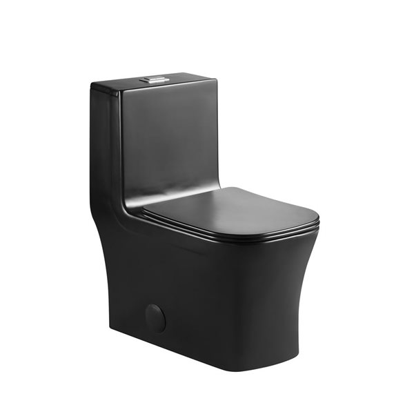 Toilette monopièce Barcelona avec chasse d'eau à jet siphonique tout-en-un, 4 L/6 LPF à double chasse, noir