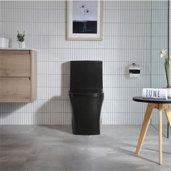 Toilette monopièce Barcelona avec chasse d'eau à jet siphonique tout-en-un, 4 L/6 LPF à double chasse, noir