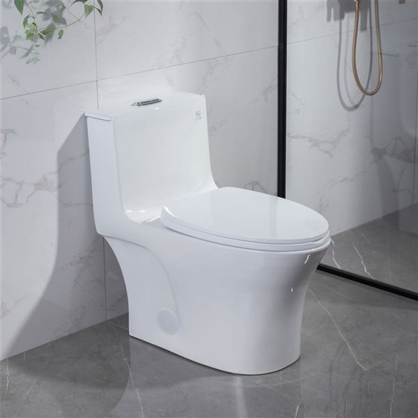 One Piece Toilet Malaga in White - Dual Flush - HTD Flushing Machine