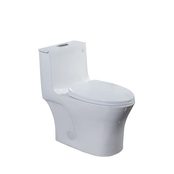 Toilette monobloc Malaga en blanc - Double chasse - Machine de chasse d'eau HTD