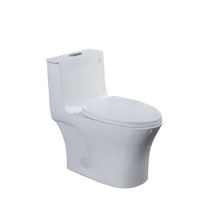 Toilette monobloc Malaga en blanc - Double chasse - Machine de chasse d'eau HTD