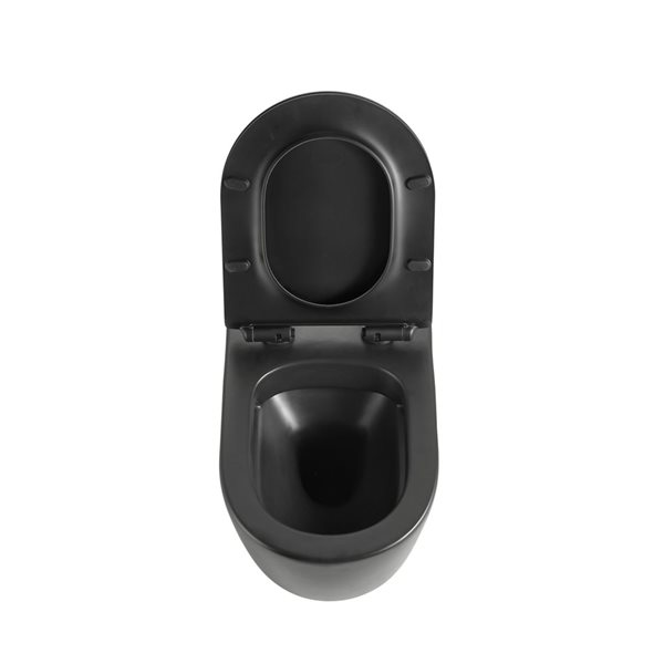 Wall-Hung Toilet Valencia with Black Button Plate Set - Dual Flush - Black