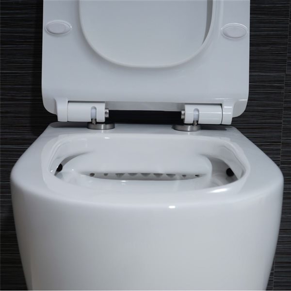 Wall-Hung Toilet Valencia with White Button Plate Set - Dual Flush - White