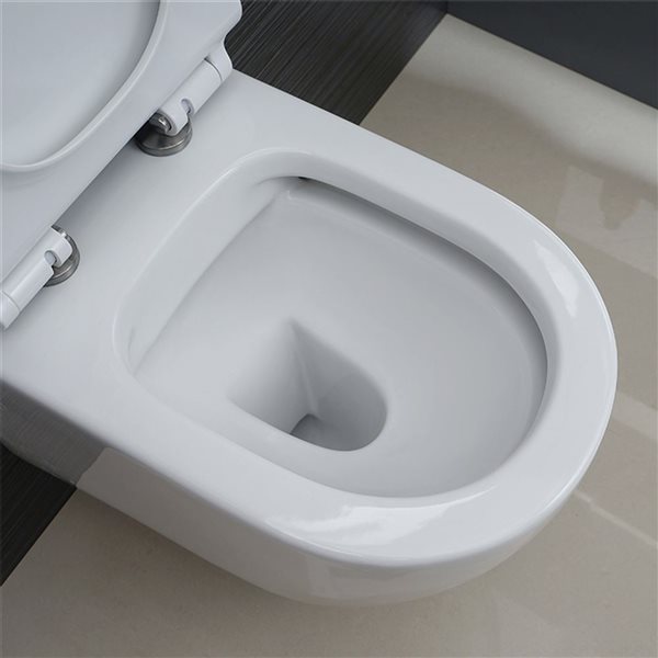 Wall-Hung Toilet Valencia with White Button Plate Set - Dual Flush - White