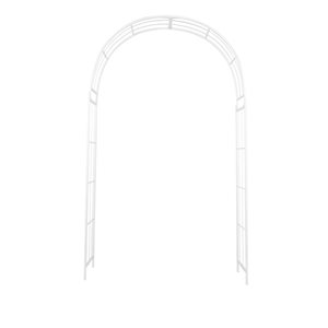 White Metal Indoor Outdoor Arched Garden Arbor with Lattice Work Sides - 54 x 15 x 91-in