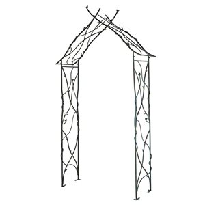 Black Metal Fleur De Lis Indoor Outdoor Scrollwork Arched Garden Arbor - 44 x 15 x 95-in