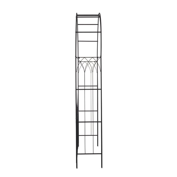 Black Metal Indoor Outdoor Arched Gate Garden Arbor with Lattice Work Sides - 55 x 14 x 86-in