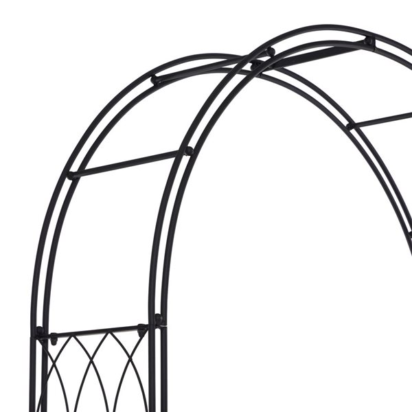 Black Metal Indoor Outdoor Arched Gate Garden Arbor with Lattice Work Sides - 55 x 14 x 86-in