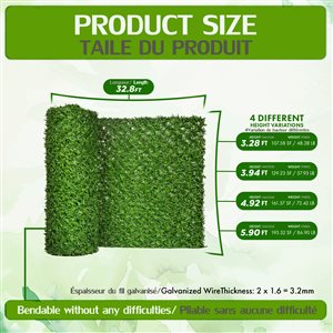 Can Fence Chain Link Fence - Synthetic Grass - 3-ft