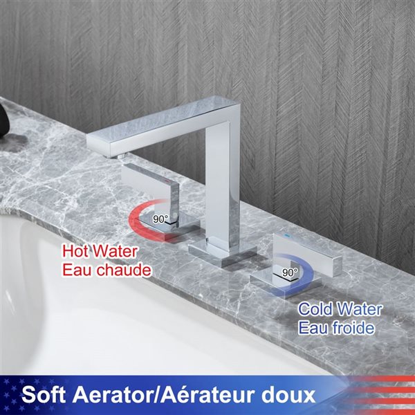 Rainlex 2-Handle Square Widespread Bathroom Faucet with Chrome Drain Assembly