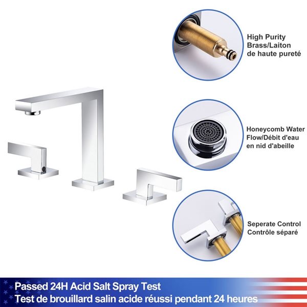 Rainlex 2-Handle Square Widespread Bathroom Faucet with Chrome Drain Assembly