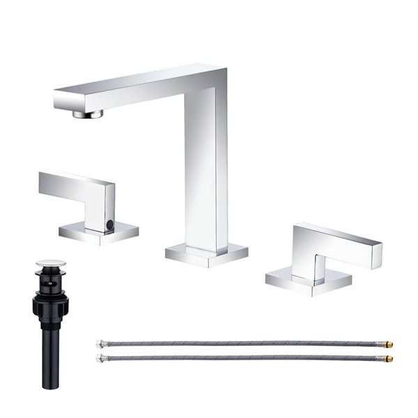 Rainlex 2-Handle Square Widespread Bathroom Faucet with Chrome Drain Assembly