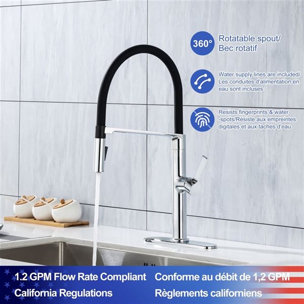 Rainlex 1-Handle Chrome Magnetic Pull Out Touch Kitchen Faucet