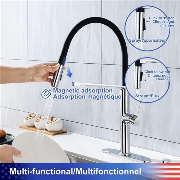 Rainlex 1-Handle Chrome Magnetic Pull Out Touch Kitchen Faucet