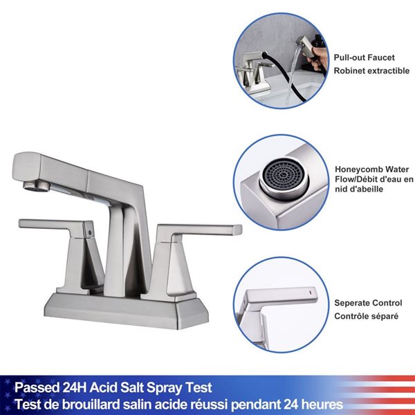 Rainlex 2-Handle Brushed Nickel Centerset Faucet Bathroom Faucet