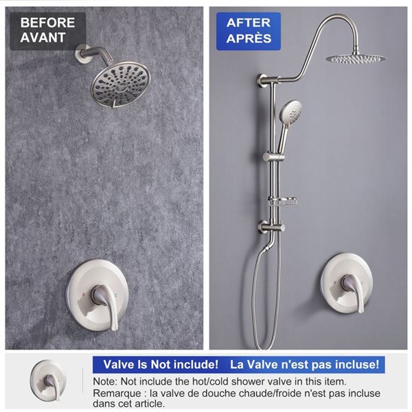 Rainlex Brushed Nickel Single-Handle Complete Shower System with Handshower