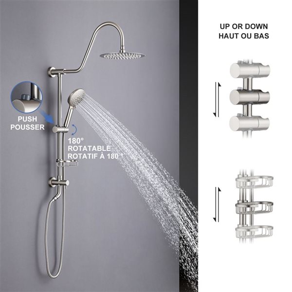 Rainlex Brushed Nickel Single-Handle Complete Shower System with Handshower