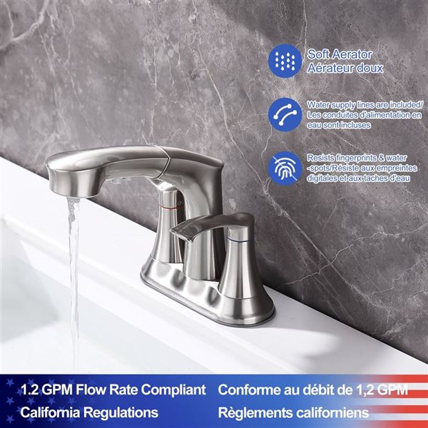 Rainlex 2-Handle Brushed Nickel Centerset Bathroom Faucet