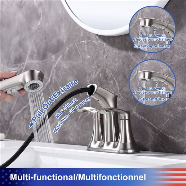 Rainlex 2-Handle Brushed Nickel Centerset Bathroom Faucet