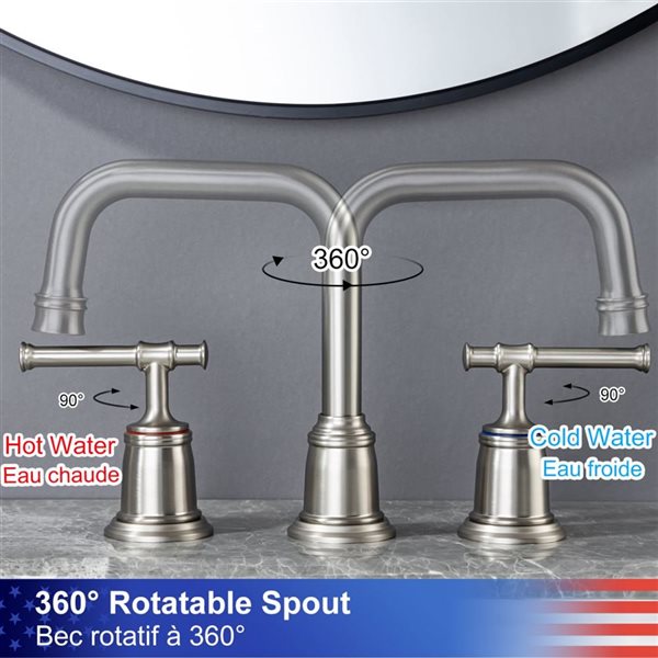 Rainlex Widespread Faucet 8-in 2-Handle Bathroom Faucet with Brushed Nickel Drain Assembly