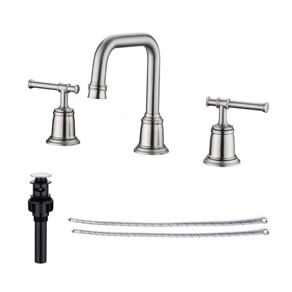 Rainlex Widespread Faucet 8-in 2-Handle Bathroom Faucet with Brushed Nickel Drain Assembly