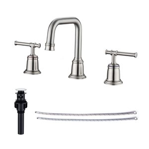 Rainlex Widespread Faucet 8-in 2-Handle Bathroom Faucet with Brushed Nickel Drain Assembly