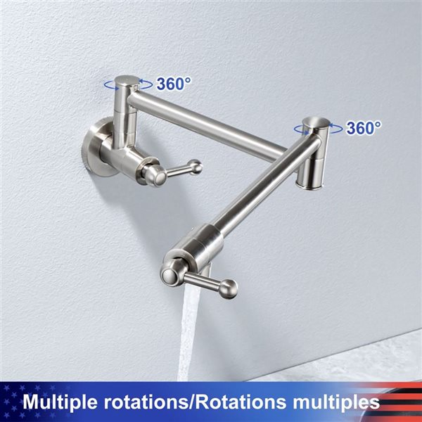 Rainlex Brushed Nickel 2-Handle Kitchen Faucet Pot Filler with Accessories