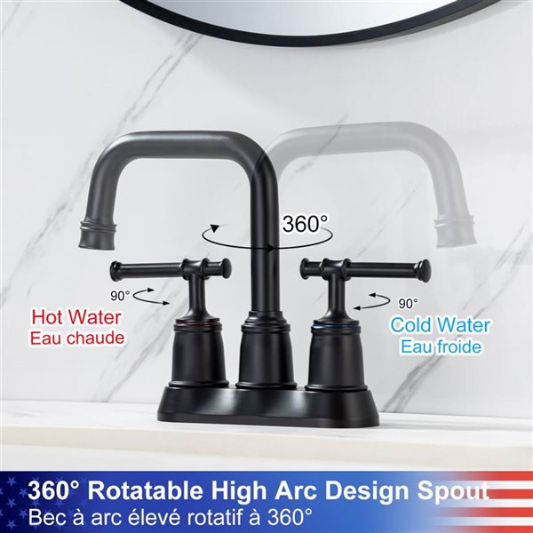Rainlex Centerset Faucet 4-in 2-Handle Bathroom Faucet with Matte Black Drain Assembly