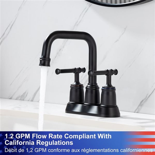Rainlex Centerset Faucet 4-in 2-Handle Bathroom Faucet with Matte Black Drain Assembly