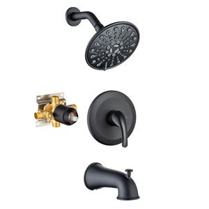 Rainlex 6-in Matte Black Simple Single-Handle 6-Spray Bathtub Shower Faucet