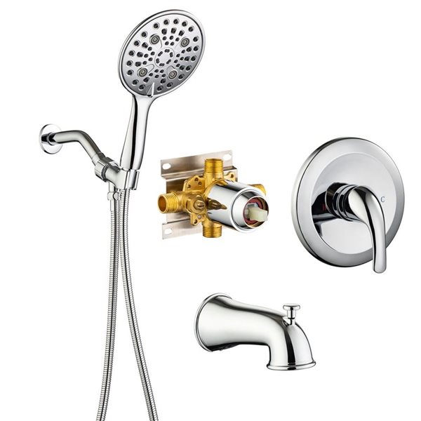 Rainlex 6-in Chrome Simple Single-Handle 6-Spray Shower Faucet with Tub