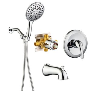 Rainlex 6-in Chrome Simple Single-Handle 6-Spray Shower Faucet with Tub