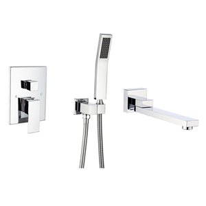 Rainlex Single-Handle Wall Mount Chrome Roman Tub Faucet with Swivel Tub Spout and Rough-in Valve