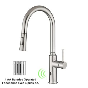 Rainlex Brushed Nickel Touchless Sensor Commercial Pull-Down Single Handle Kitchen Faucet