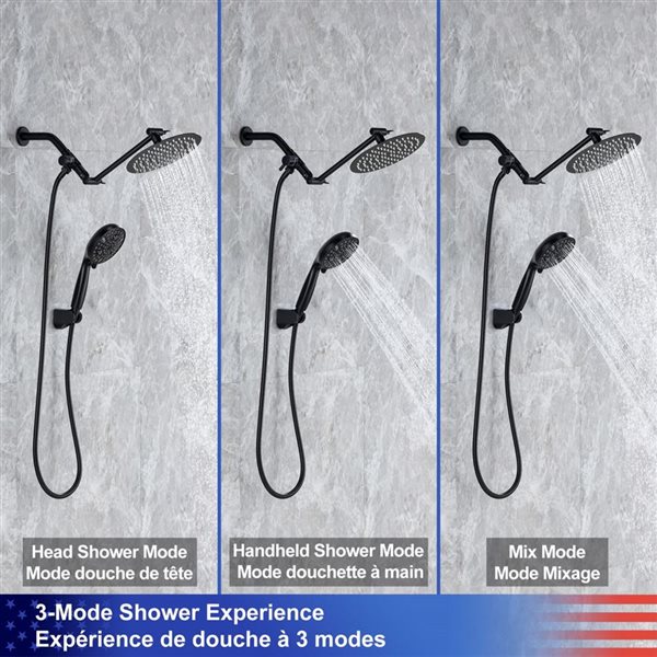 Rainlex Matte Black Single Handle 5.5-in Shower System with Rain Shower Head and Handheld Shower