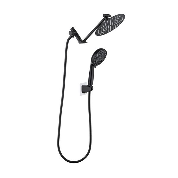 Rainlex Matte Black Single Handle 5.5-in Shower System with Rain Shower Head and Handheld Shower