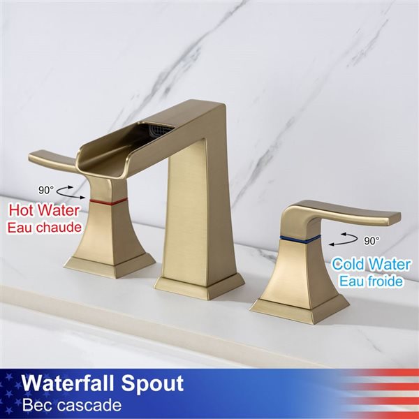 Rainlex Widespread Faucet 8-in 2-Handle Bathroom Faucet with Brushed Gold Drain Assembly