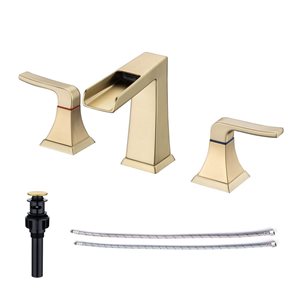 Rainlex Widespread Faucet 8-in 2-Handle Bathroom Faucet with Brushed Gold Drain Assembly