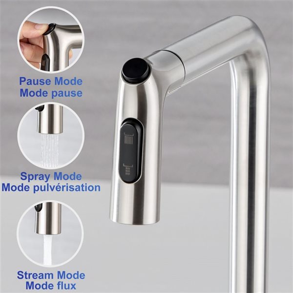 Rainlex Brushed Nickel Single Handle Pull-Down Sprayer Kitchen Faucet