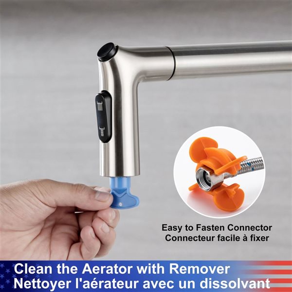 Rainlex Brushed Nickel Single Handle Pull-Down Sprayer Kitchen Faucet