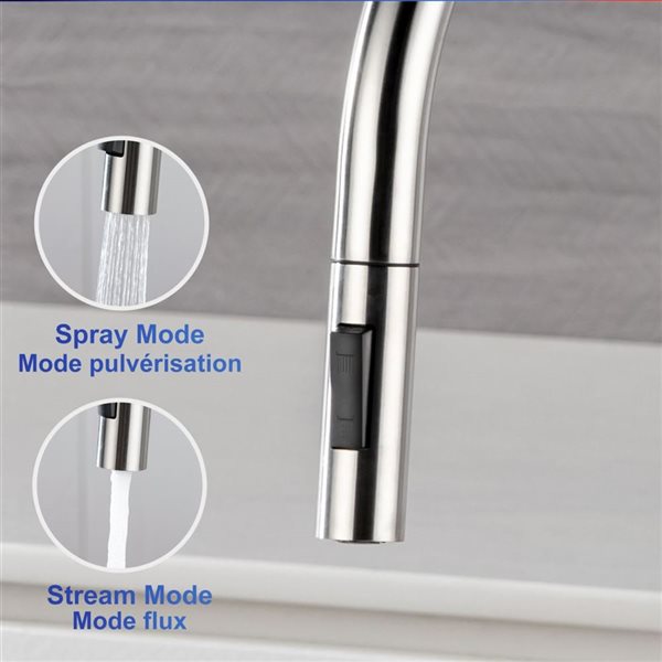 Rainlex Brushed Nickel Single Handle Pull Down Kitchen Faucet With Supply Lines