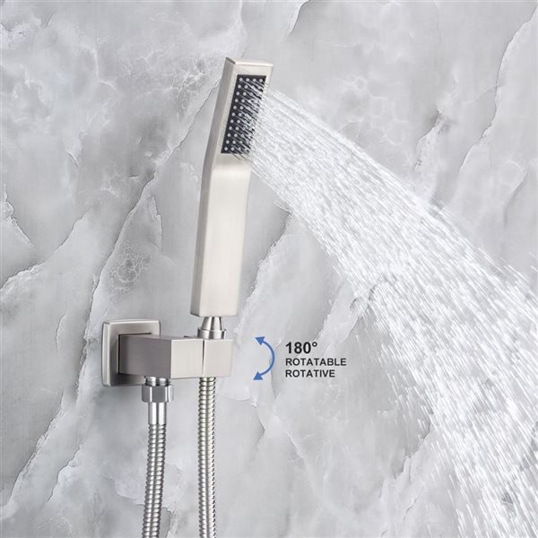 Rainlex 10-in Brushed Nickel Single-Handle 2-Sprays Square Showerhead Shower Faucet and Tub with Valve