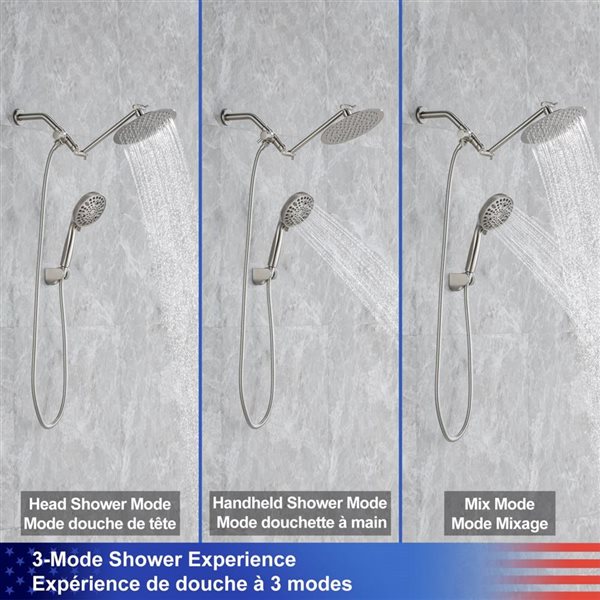 Rainlex Brushed Nickel Single Handle 5.5-in Shower System with Rain Shower Head and Handheld Shower