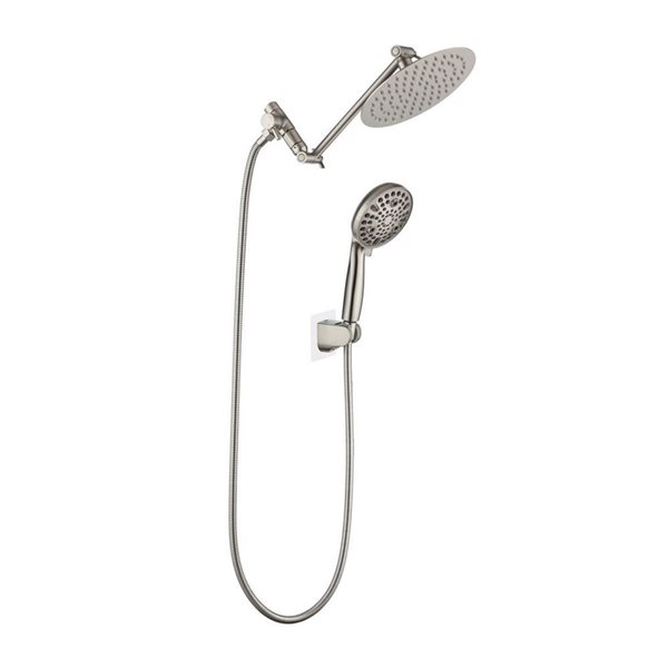 Rainlex Brushed Nickel Single Handle 5.5-in Shower System with Rain Shower Head and Handheld Shower