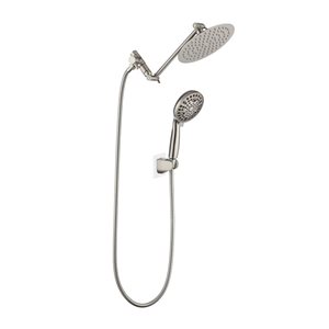 Rainlex Brushed Nickel Single Handle 5.5-in Shower System with Rain Shower Head and Handheld Shower