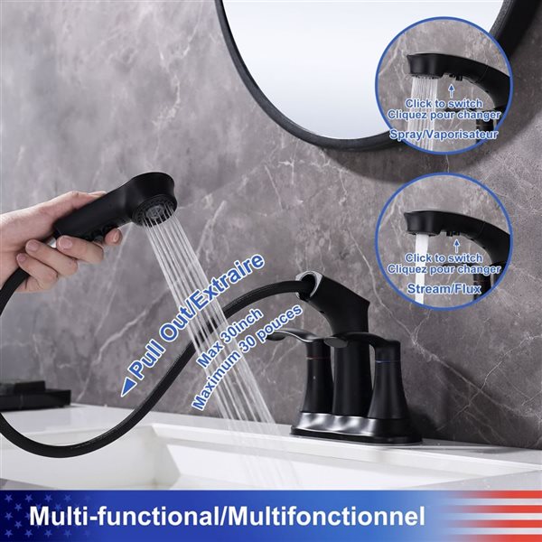 Rainlex 2-Handle Matte Black Centerset Bathroom Faucet