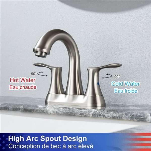 Rainlex Centerset Faucet 4-in 2-Handle Bathroom Faucet with Brushed Nickel Drain Assembly