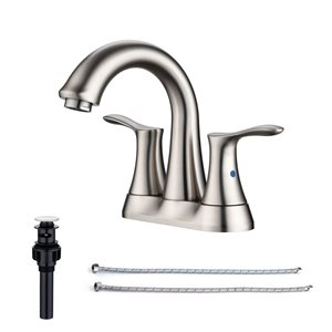 Rainlex Centerset Faucet 4-in 2-Handle Bathroom Faucet with Brushed Nickel Drain Assembly