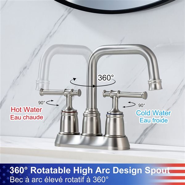 Rainlex Centerset Faucet 4-in 2-Handle Bathroom Faucet with Brushed Nickel Drain Assembly